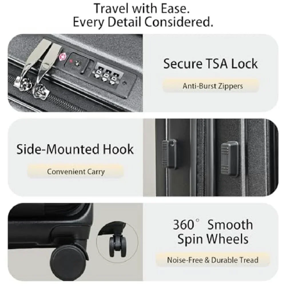 20 Inch Expandable Carry On Luggage with Laptop Compartment & TSA Lock